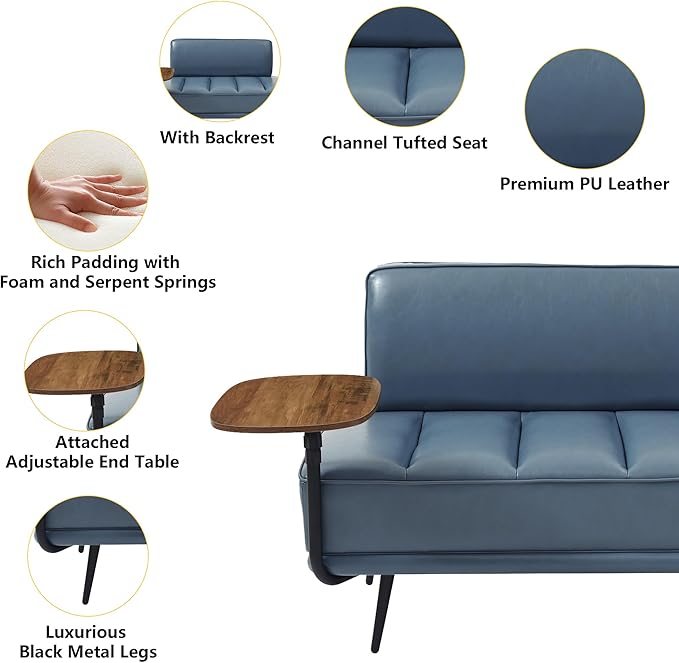 mikibama 2 Seater Loveseat Sofa Couch55 PU Leather Ottoman Bench for Bedroom Living RoomChannel Tufted Bed End Bench with BackFootrest Ottomans for Living RoomEntrywayWindow (PU Leather Grey)