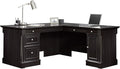 Sauder Palladia L Shaped Desk with Drawers Office Desk with File Cabinet Storage Cable Management Keyboard Tray in Wind Oak Finish