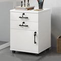 File Cabinet with Lock and Drawer 2-Drawer Vertical Filing Cabinet with Doors Mobile Under Desk Storage Cabinet with 360° Swivel Wheels for Legal/Letter/A4 Documents(White)