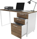 Modern Design Milano Office Desk with 3 Locking Drawers 48 Inch White and Walnut Industrial Wood Desk with Filing Drawer and Storage by Crafts and Comfort
