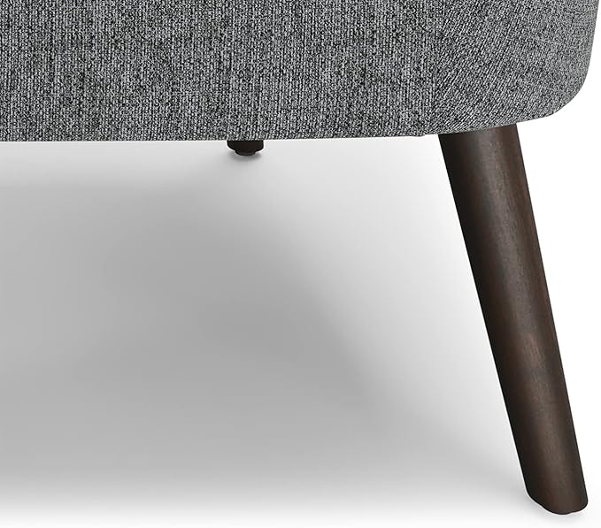 SIMPLIHOME Redding Accent Chair - 27 inch Wide Upholstered Mid-Century Modern Arm Chair in Storm Grey for Living Room or Bedroom with Solid Wood Frame Removable Cushion and Angled Legs