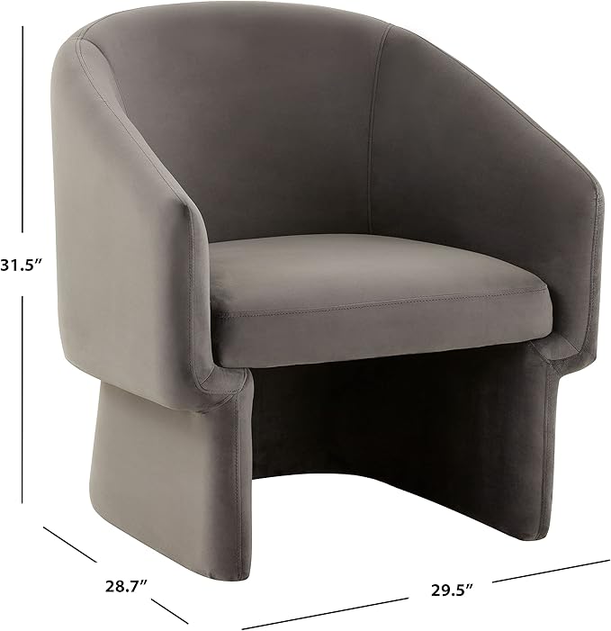 SAFAVIEH Couture Collection Susie Dark Grey Velvet Barrel Back Accent Chair (Fully Assembled)