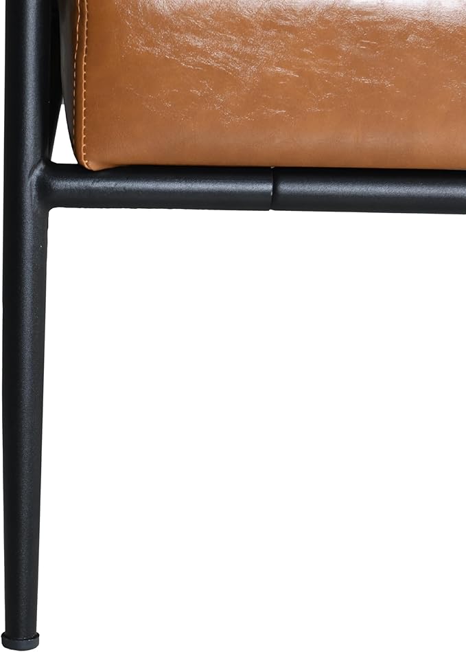 Christopher Knight Home Mid-Century Accent Chair Faux Leather Club Chair Upholstered Vintage Armchair with Metal Frame for Living Room Bedroom Office Soft Reading Chair Black+Brown
