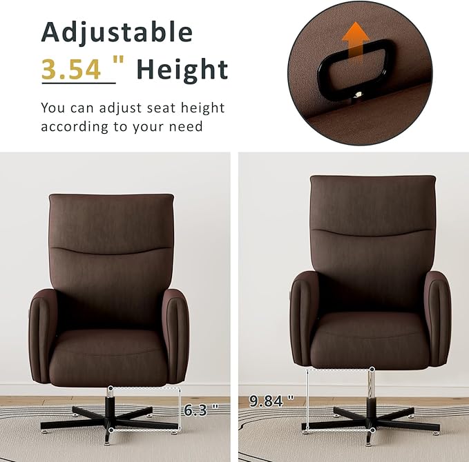 Power Swivel Recliner Chair Modern Electric with USB &amp Type-C Ports Upholstered Velvet Swivel Recliner Chair 360° Swivel for Office &amp Living Room Easy Assembly (Coffee)