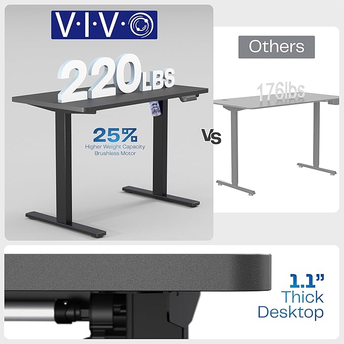 VIVO Electric 43 x 24 in Standing Desk Memory Height Adjustment 1B Series Holds 220 lbs One-Piece Light Wood Top Gray Frame DESK-KIT-1G4C
