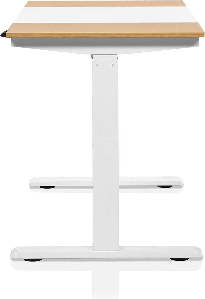 Furniture of America Grant Minimalist Metal Height Adjustable 48 in. Standing Desk for Home Office White and Maple