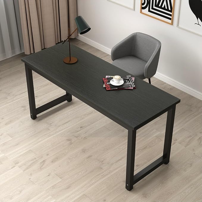 Tribesigns Modern Computer Desk 63 inch Large Office Desk Computer Table Study Writing Desk Workstation for Home Office Black Metal Frame