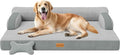 XL Orthopedic Dog Bed Extra Large Dog Bed Dual-Sided Pet Cooling Beds with Memory Foam Washable Cover Nonslip Bottom Waterproof XLarge Pet Couch Beds with Bolsters Light Grey