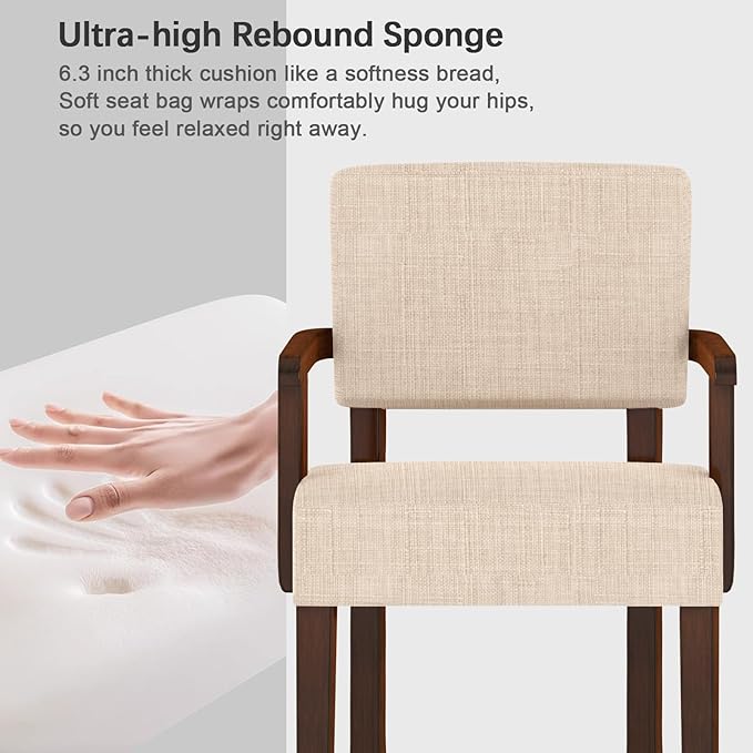 Accent ChairArmchairs with Solid Wood Frame and LegsUpholstered Reading Leisure Chair for BedroomOfficeWaiting Room (Linen Beige One Chair)