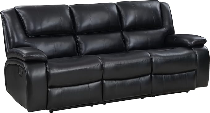 Coaster Home Furnishings - Camila - Fabric - Upholstered Motion Reclining Sofa with Pillow Armrests Channel Tufted Cushions and Wall-Hugger Design - Living Room - 30-Inch - Black - 610244