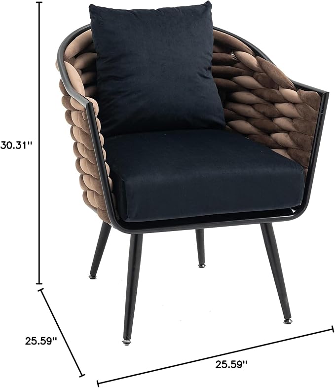 Velvet Accent Chair Modern Upholstered Armchair Tufted Chair with Metal Frame Single Leisure Chairs for Living Room Bedroom Office Balcony
