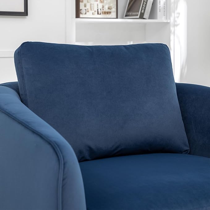 MINCETA Accent Chairs Set of 2 360° Swivel Barrel Chair with High Density Foam Oversized Reading Chair with Performance Fabric Upholstered Armchair for Living Room Bedroom Apartment Navy Blue