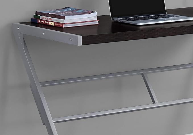 Computer Desk Home Office Laptop 48 l Work Brown Laminate Grey Metal Contemporary Modern