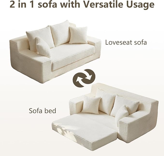 70.9'' Loveseat Sofa 2 Seater Flannel Fabric Loveseat Couches Comfy Upholstered Modern Leisure Love Seat Couch with 2 Pillow Convertible Sofa Bed for Bedroom Office Living Room