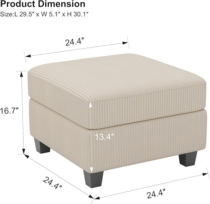 Belffin Corduroy Ottoman Modular Sectional Couch Module Parts Convertible Modern Sectional Sofa Couch Beige