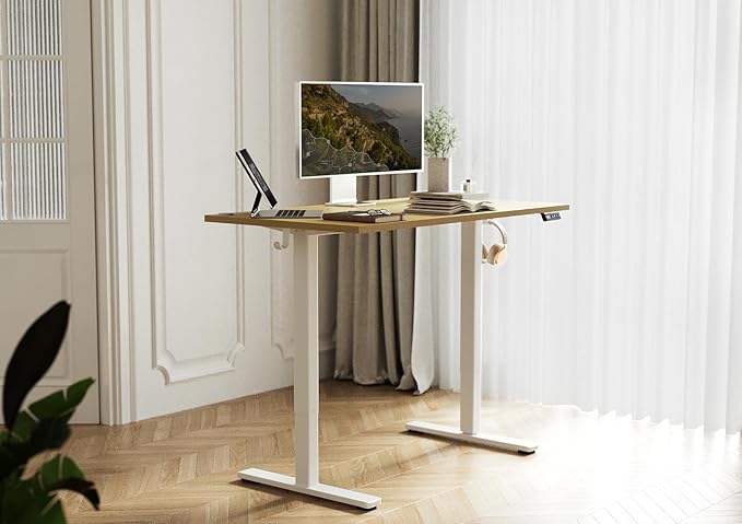 Seang Standing Desk with Adjustable Height 40x24 Inch Electric Stand Up Desk for Home Office Studio Computer Workstation Nature Top