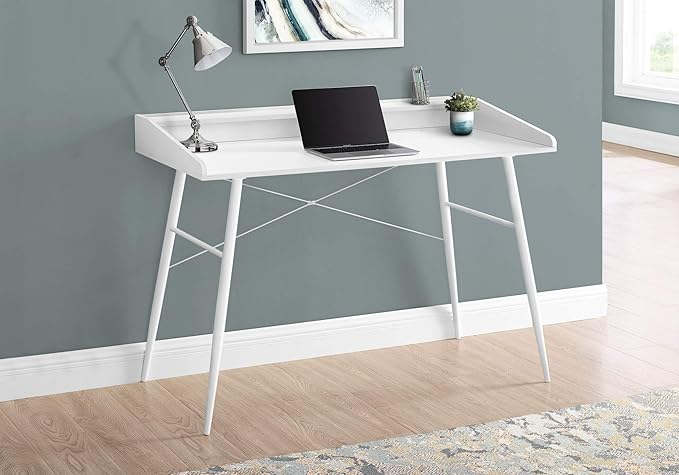 Monarch Specialties I 7535 Computer Desk Home Office Laptop Storage Shelves 48 L Work Metal Laminate White Contemporary Modern