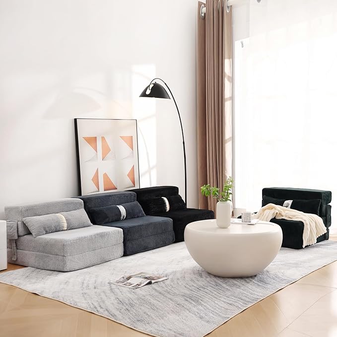 Tiita Folding Sofa Bed with Pillow Memory Foam Fold Out Chair Bed Single Size Convertible Chair Floor Couch &amp Sleeping Mattress Foldable Sleeper Sofa Bed for Guest Room Living Room Navy