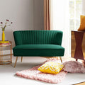 HULALA HOME Velvet Loveseat Sofa with Gold Legs Mid-Century Modern Upholstered Love seat Couch Tufted Small 2-Seat Sofa Armless for Living Room Bedroom Apartment Small Spaces Green