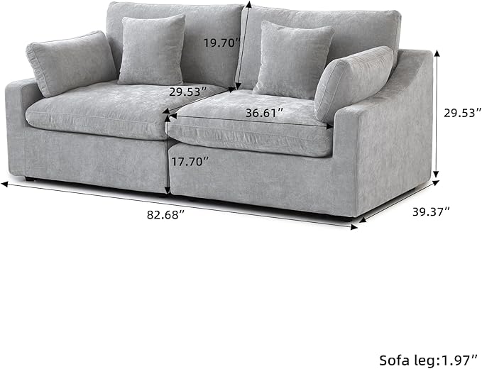 JACH Cloud Sectional Couches for Living Room Modern Convertible Modular Couch Love Seat Sofas Sofa Covers Removable Comfy Sectional Couch for Living Room Apartment (Light Grey)