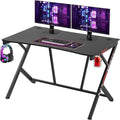 PayLessHere Gaming Desk 45 inch PC Desk Large Computer Desk Ergonomic Home Office Desk Gaming Workstation with Cup Holder &amp Headphone Hook (Red)