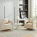 Chifee &amp Vingol 29.1 Linen Modern Swivel Accent Barrel Chair Set of 2 with Solid Wood BaseBeige