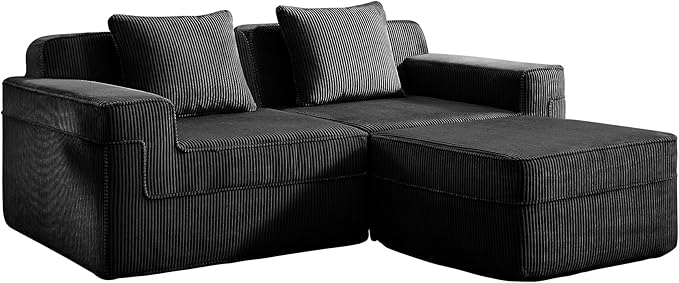 81.1 Corduroy Boneless Couch LoveseatModular Sectional Couch with Deep Seat Comfy Cloud Couch Sofa for Living Room BedroomNo Assembly Required