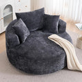 Swivel Accent Barrel Chair Oversized Modern Akili Upholstered Sofa Lounge Club Leisure Chair Round Chair for Hotel Living Room with 3 Pillows (Black Chenille) 15D x 38.6W x 50H in