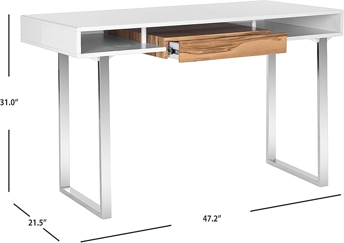 SAFAVIEH Home Collection Metropolitan White and Chrome Computer Desk