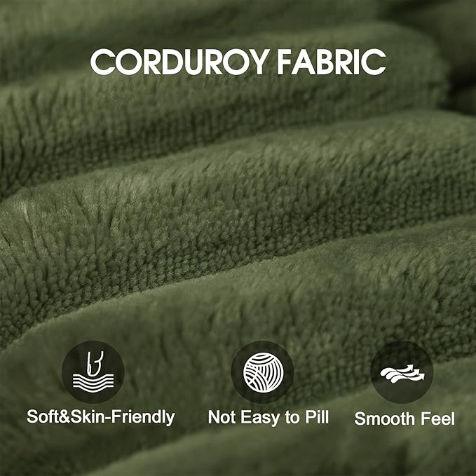 135.4 U Shaped Sectional Corduroy Boneless Couch with 1 Ottoman Modern Modular Couches for Living Room Apartments Upholstered Cloud Sofa with Deep Seat No Assembly Required (Green)