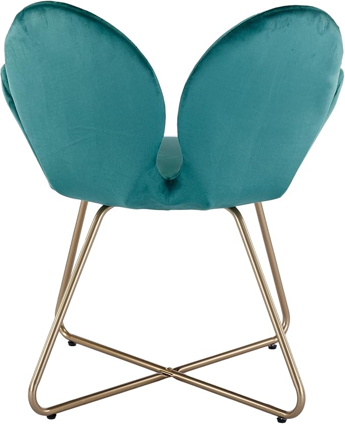 Modern Velvet Accent Chair Comfy Cute Upholstered Vanity Desk Chair w/Metal Legs Soft CushionArmchair for Living Room 2PC/Set