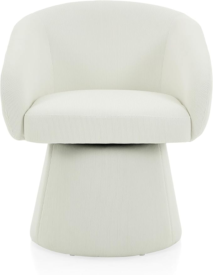 Christopher Knight Home Roach Corduroy Upholstered 360° Swivel Accent Chair Wood Frame Barrel Swivel Chair Super Comfort Single Lounge Sofa with Rotation for Living Room/Bedroom Beige