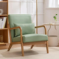 Mid Century Modern PU Leather Accent Chair Living Room Chairs with Lumbar Pillow Boho Arm Chiar Reading Chair with Solid Wood Frame for Living Room Bedroom
