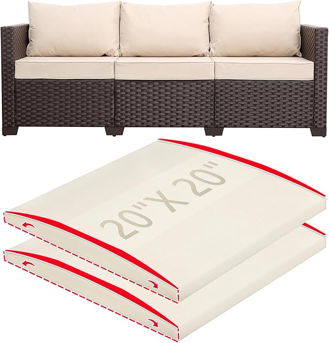 HAVARGO Couch Cushion Support for Outdoor Sagging Seat 20x20x2 Inches Couch Supports for Sagging Cushions Quick-Drying and High Density Foam Sofa Cushion Support with Anti Slip Mesh Fabric Set of 2