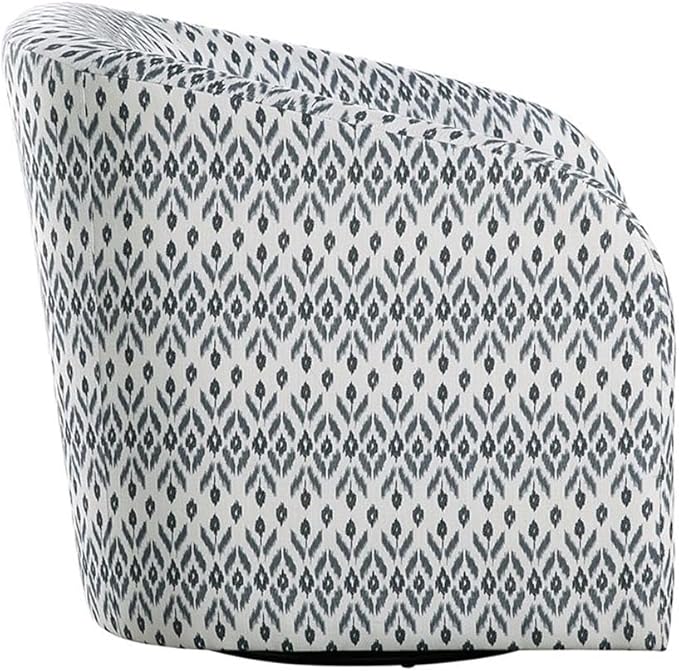 Pemberly Row Contemporary Textured Swivel Chair Multi-Color Tribal Pattern Fabric Upholstery Foam Padding Solid Wood Frame Metal Swivel Base 360-Degree Rotation Living Room Reading Nook Home