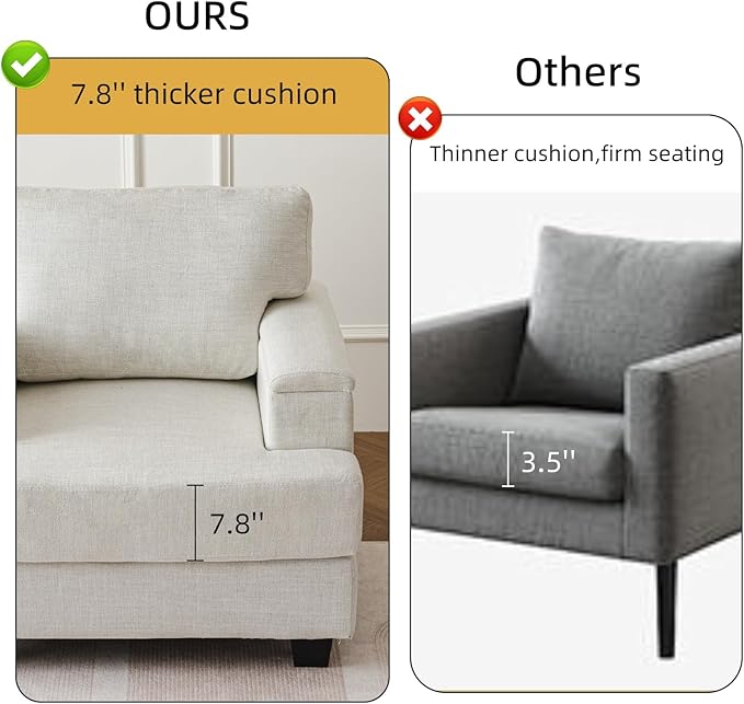 Oversized Accent Chair with Armrest OrganizerComfy Living Room Chairs with Thick CushionUpholstered Linen Fabric ArmchairBig Reading ChairSofa Chair for Bedroom
