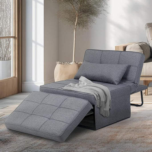 Ainfox Convertible Sofa Bed4-in-1 Multi-Functional Futon Chair Bed Folding &amp No Installation Sofa Couch with Adjustable Backrest Recliner for Living Room Small Spaces and Office(Light Grey)