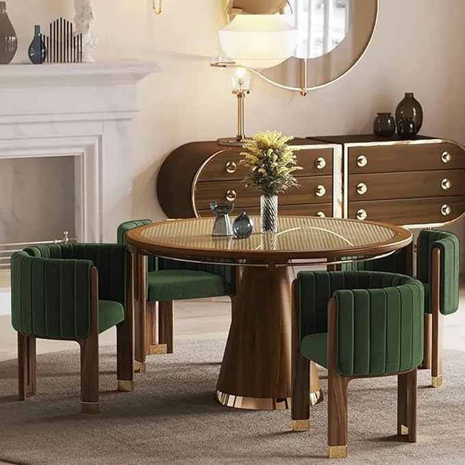 Velvet Fluted Accent Chair for Living Room with Wood Frame High Resilience Foam Elegant Modern Armchair (Green)