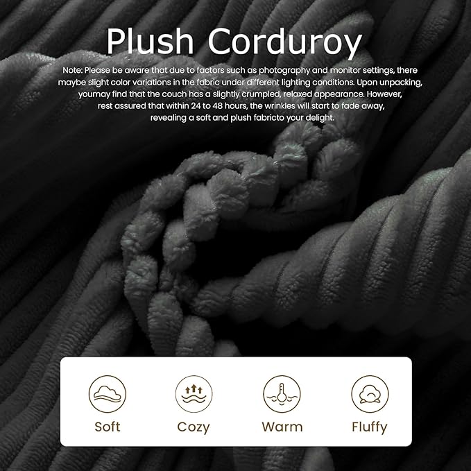 104 Cloud Couch Sectional U Shaped Boneless Couches for Living Room Corduroy Modern Modular Sectional Sofa No Assembly Required (Grey U-Shaped)