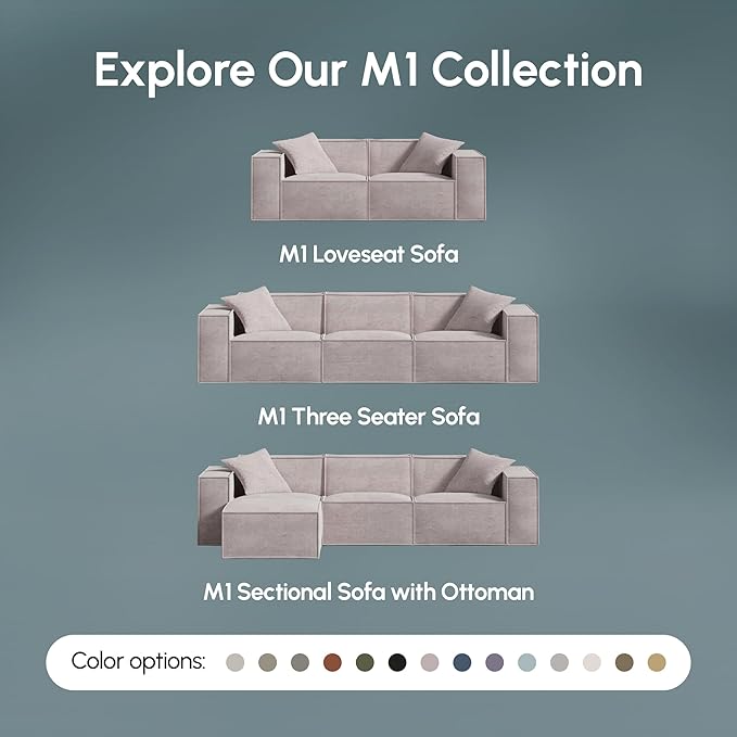 ROVE LAB Love Seat Sofa in a Box No Assembly Deep Seat and Comfy Modular Sofa Spill-Proof Fabric Modern Small Couch for Living Room Loveseats Bedroom Apartment Home Office (Platinum Grey)