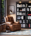 Garvee 22 Power Recliner Chair for Adults with Massage and Heat 360° Swivel Oversized Leather Recliner Chair Large Seat Width with USB Ports &amp Side Pockets for Living Room Bedroom Two-Tone Retro