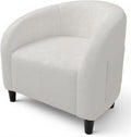 Accent Chair Boucle Fabric Barrel Chairs Comfy Round Club Armchair with Soft Cushion for Living Room Bedroom Reading Waiting Room White