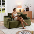 66.5 Cloud Loveseat Boneless Sofa Couch in a Box 2 Seater Foam Compression Couches Modern Living Room Floor Sofa Couch Corduroy Small Love Seat No Assembly Required Green