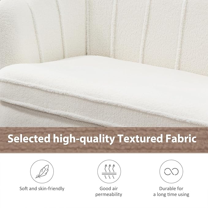 Modern Boucle Loveseat CouchFuton Small Sofa with Gold Metal Legs 2-Seater Upholstered Mini Sofa Couches for Small SpaceLiving Room Bedroom Office Dorm Studio Apartment Love Seat Couche(White)