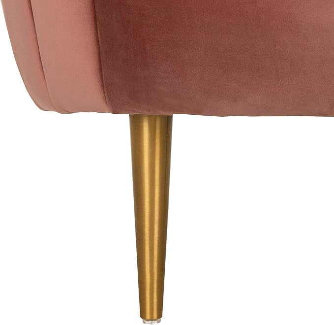 Safavieh Couture Home Razia Retro Glam Dusty Rose Pink Velvet Channel Tufted Tub Chair