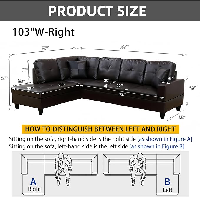 L-Shaped Combination Sofa Set Luxurious Synthetic Leather Living Room Sofa Suitable for Living Rooms Bedrooms Apartments and Offices