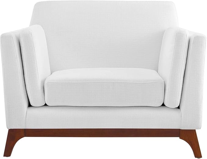 Modway Chance Mid-Century Modern Upholstered Fabric Accent Lounge Arm Chair In White
