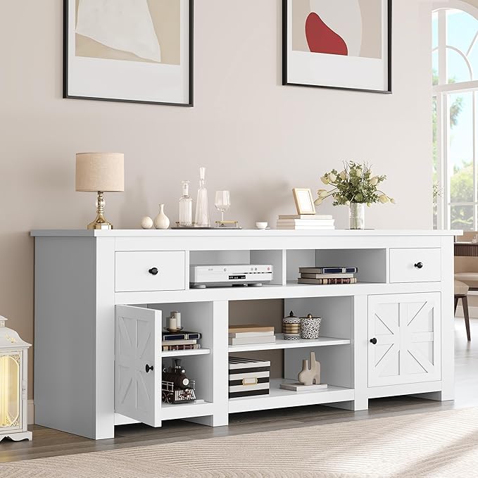 YITAHOME TV Stand for 75/80 Inch TV Entertainment Center TV Cabinet with Drawers and Power Outlet White TV Console for Living Room Furniture (70 Inch Lenght 30 Inch High)