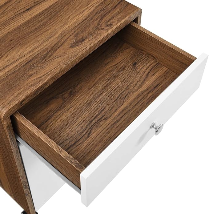 Modway EEI-5705-WAL-WHI Render Wood File Cabinet Walnut White