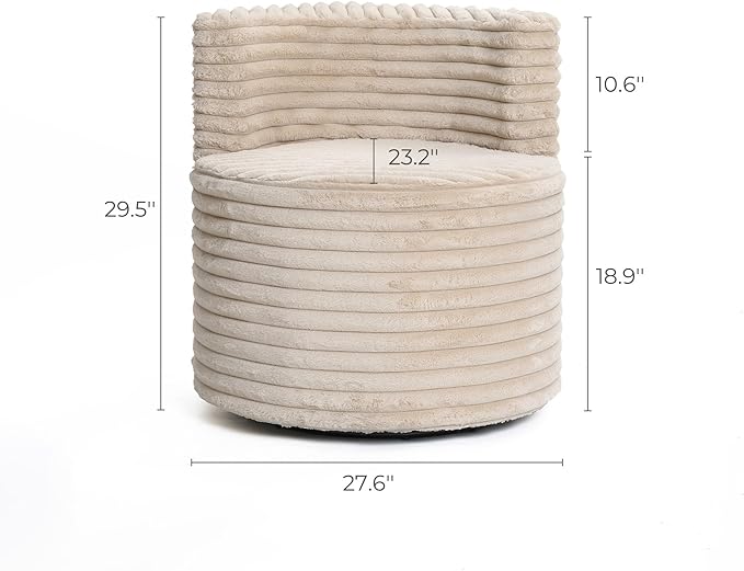 LuxenHome Swivel Barrel Accent ChairModern Upholstered Boucle Armless Chair with 360 Degree for Living Room Bedroom NurseryElegant Comfy Single Sofa Club Chair with Soft Padded ArmrestLight Brown